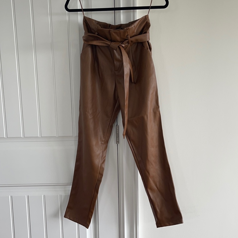 Faux leather paperboy style pants new with tags